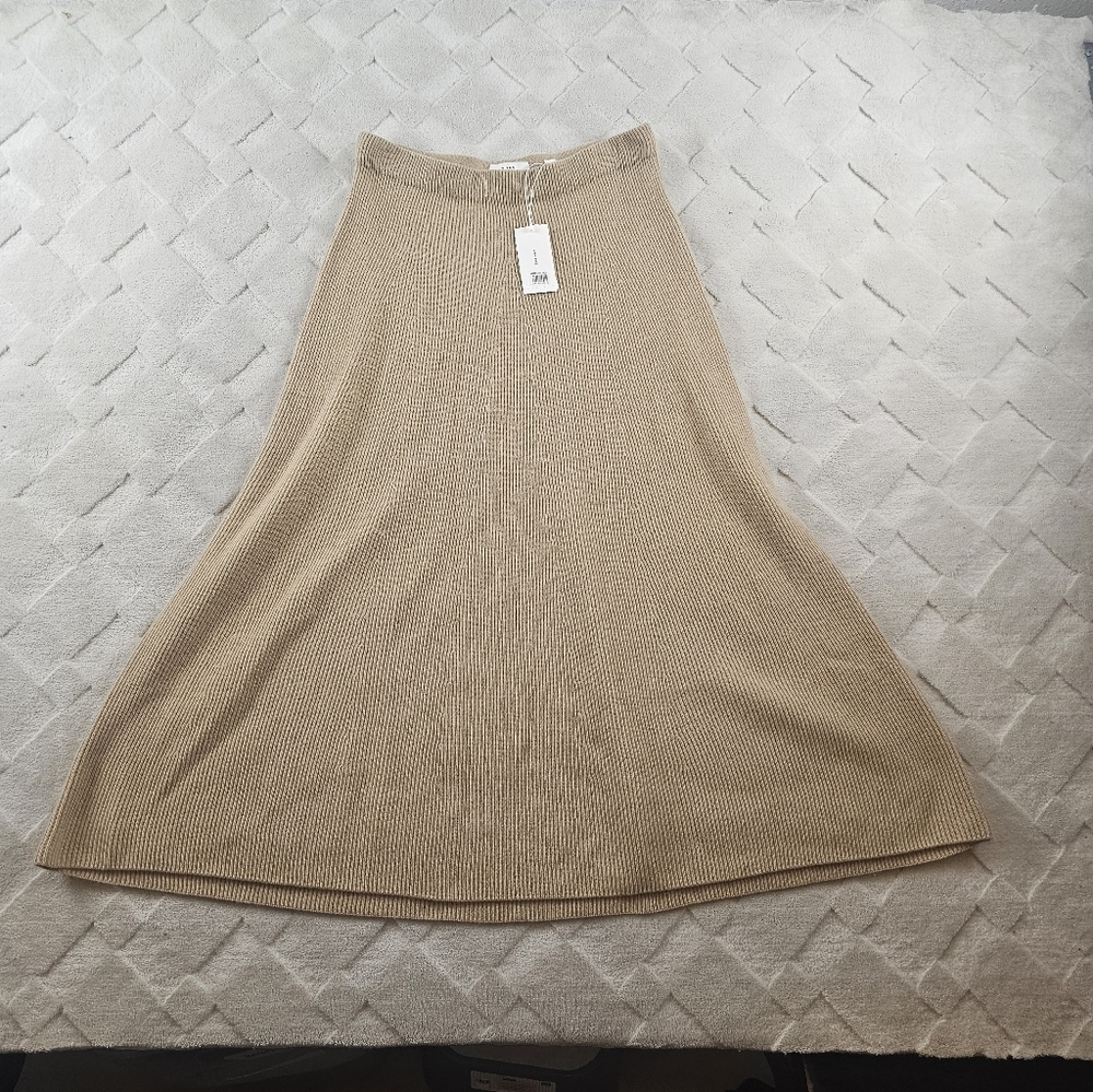 Vince A-Line Midi Ribbed Skirt Womens Medium Wool Cashmere Blend Tam